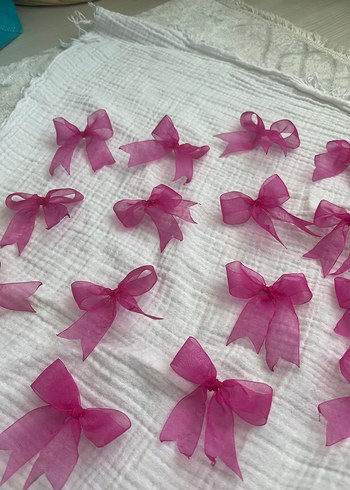 Pembe Organze Fiyonk Bebek Aksesuarları - Görsel 2