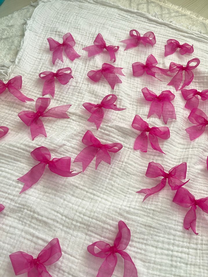 Pembe Organze Fiyonk Bebek Aksesuarları - Görsel 3