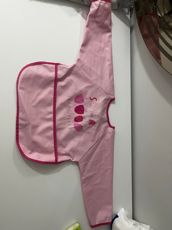 Pembe Baskılı Bebek Önlüğü Uzun Kollu - Görsel 4