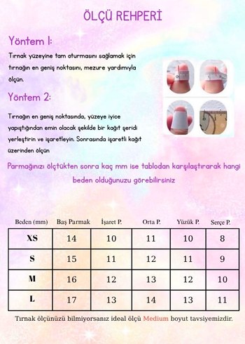 XS S M L jel takma tırnak - Görsel 2