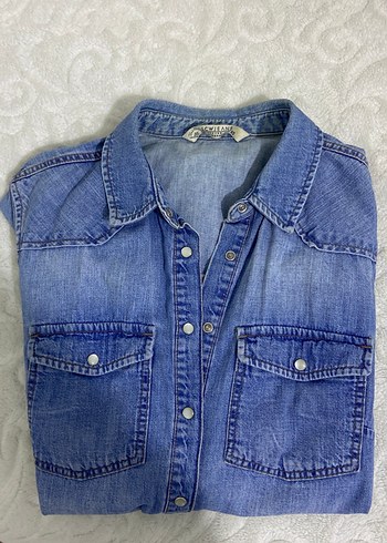 Mavi Denim Düğmeli Kadın Gömlek - Görsel 7