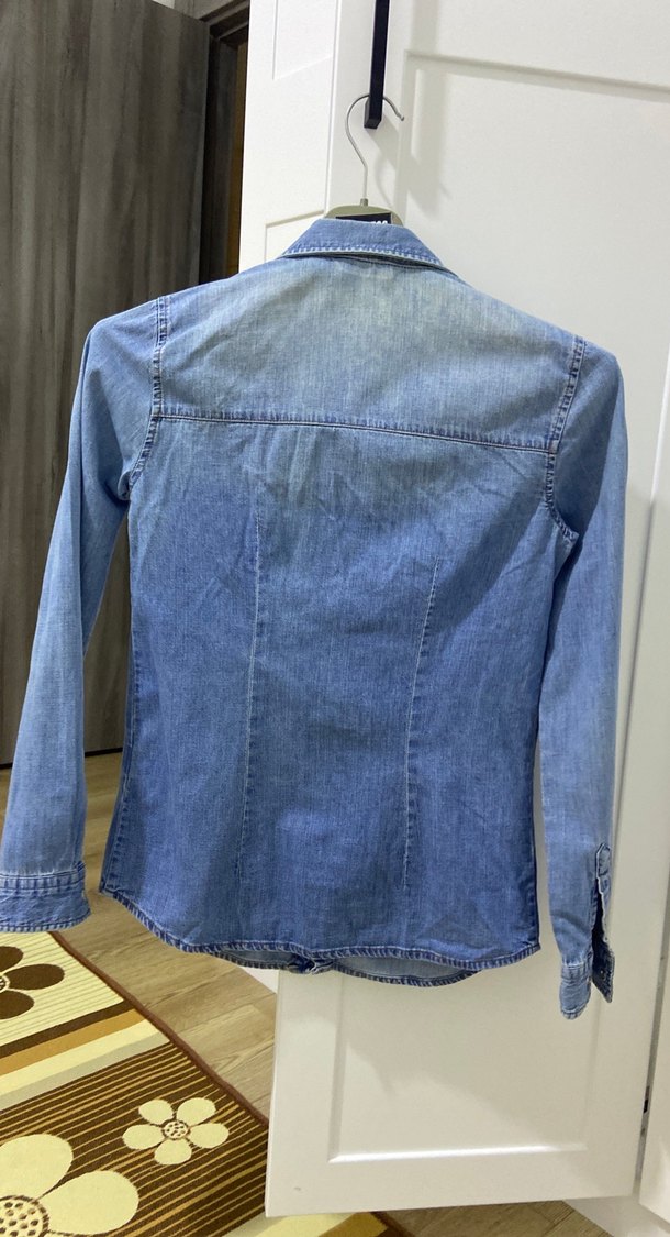 Mavi Denim Düğmeli Kadın Gömlek - Görsel 5