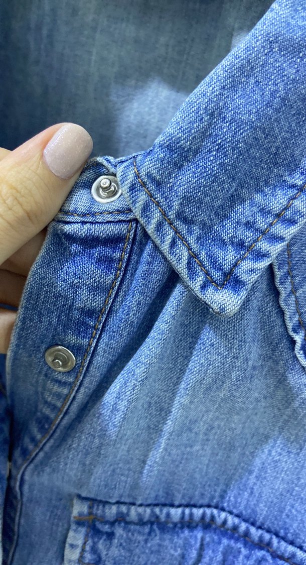 Mavi Denim Düğmeli Kadın Gömlek - Görsel 4