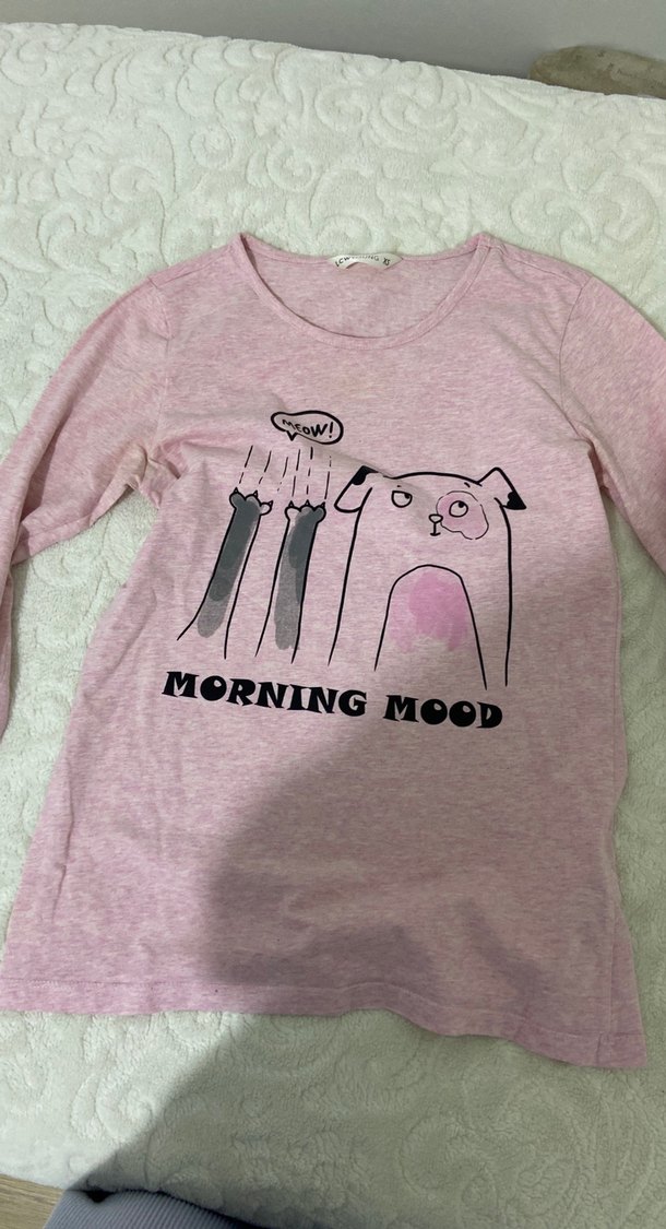 Kız Çocuk Pembe Uzun Kollu Baskılı Tişört - Görsel 2