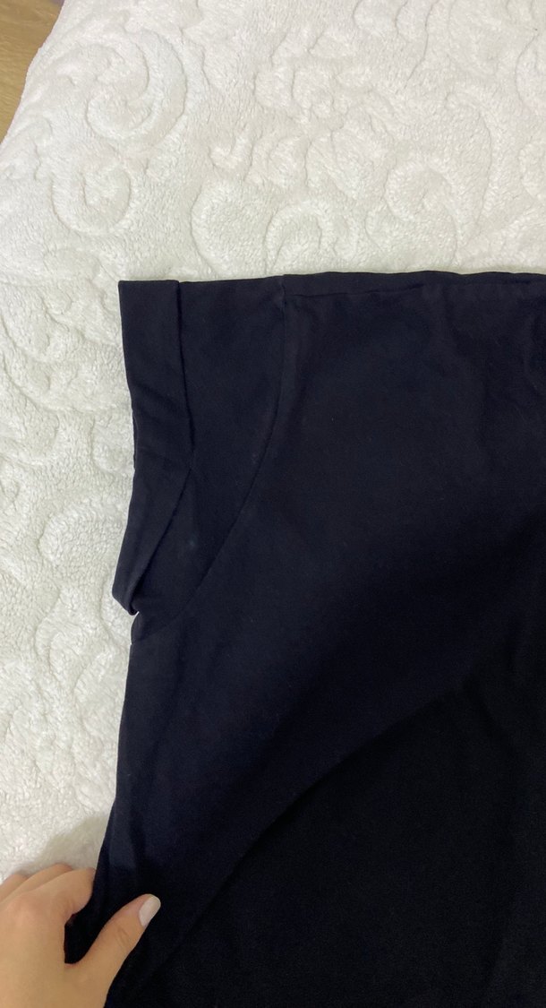 Kadın Siyah Kısa Kollu Basic Tişört - Görsel 3