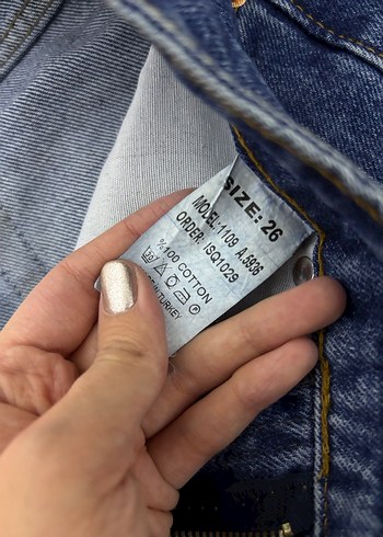 Kadın mavi Midi Kot Pantolon - Görsel 5