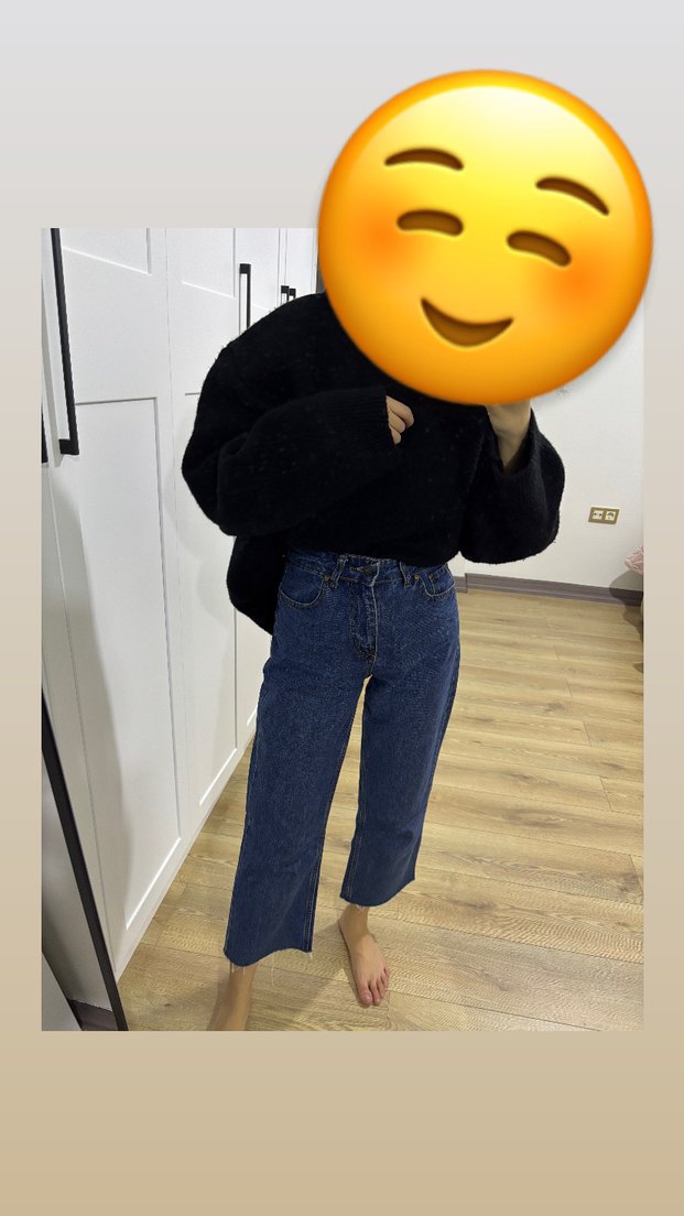 Kadın mavi Midi Kot Pantolon - Görsel 3