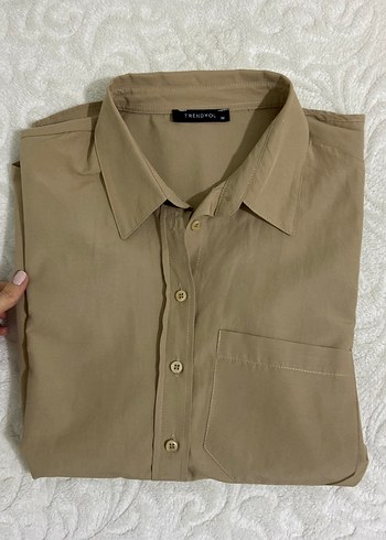 Bej Düğmeli Keten Gömlek - Görsel 6