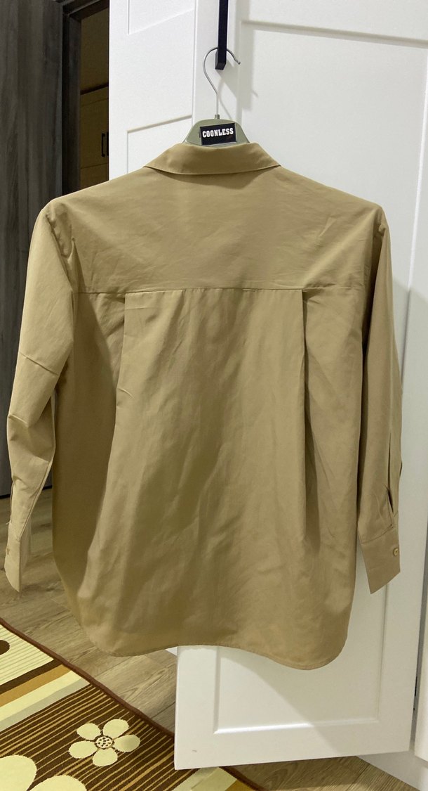 Bej Düğmeli Keten Gömlek - Görsel 5