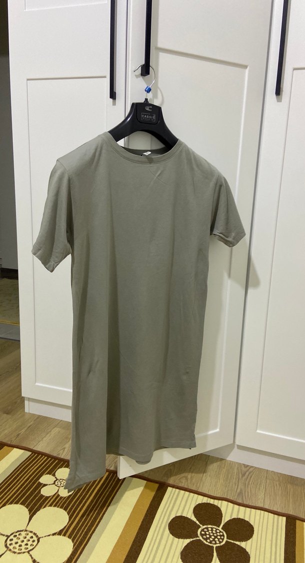 Gri oversize tişört elbise - Görsel 2