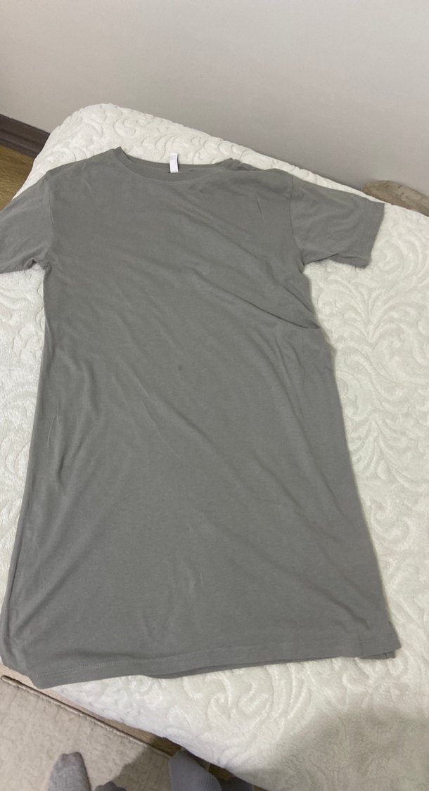 Gri oversize tişört elbise - Görsel 3