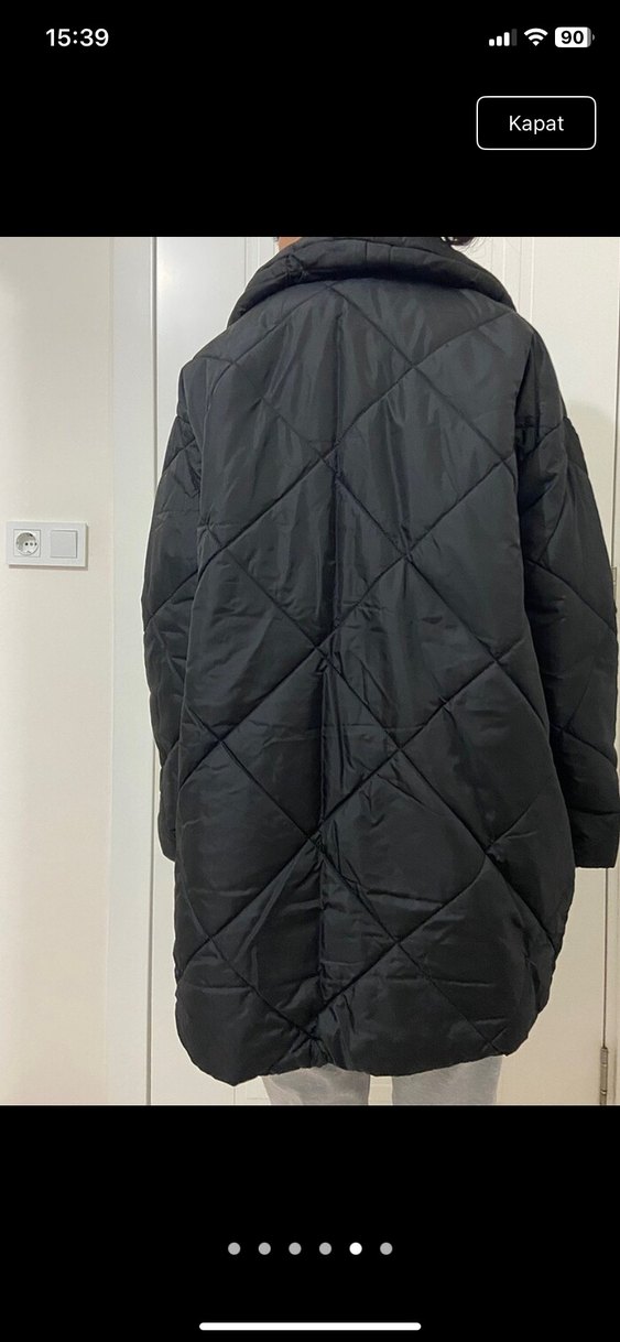 Düğmeli Siyah Midi Kadın Mont - Görsel 4