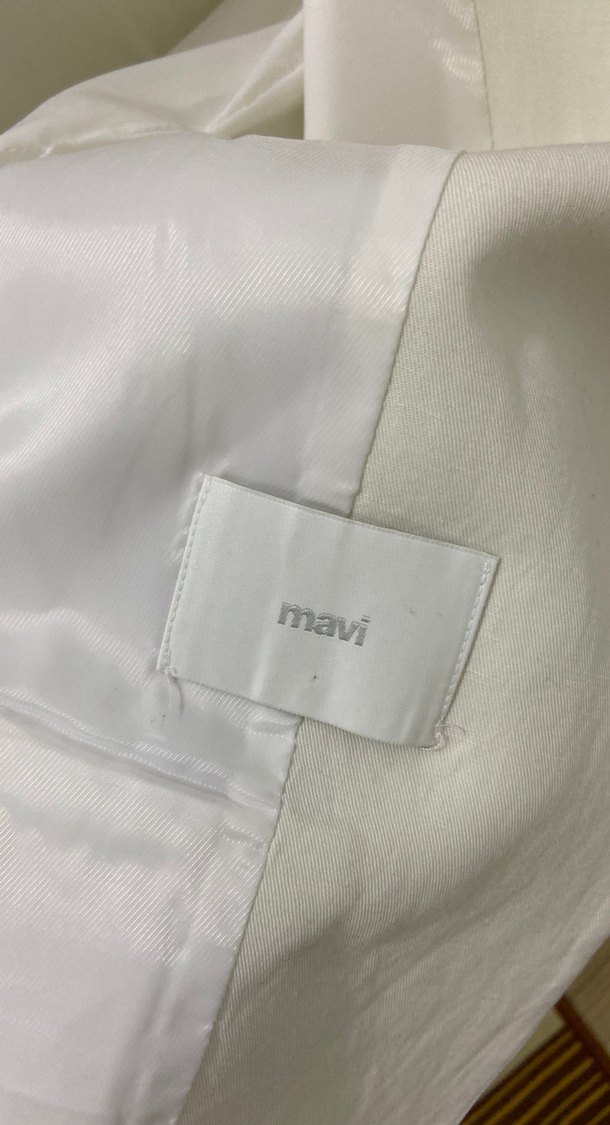 Beyaz Keten Kadın Blazer - Görsel 4