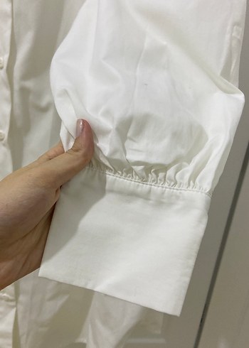 Kadın Beyaz Düğmeli Pamuklu Gömlek - Görsel 2