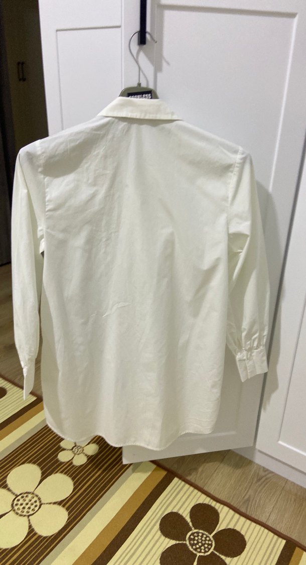 Kadın Beyaz Düğmeli Pamuklu Gömlek - Görsel 5