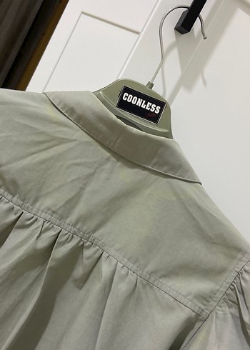 Gri Keten Kadın Gömlek, Düğmeli, Uzun Kollu - Görsel 5