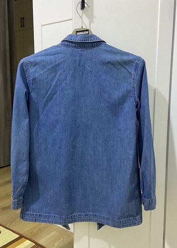 Düğmeli Mavi Kadın Denim Ceket - Görsel 5