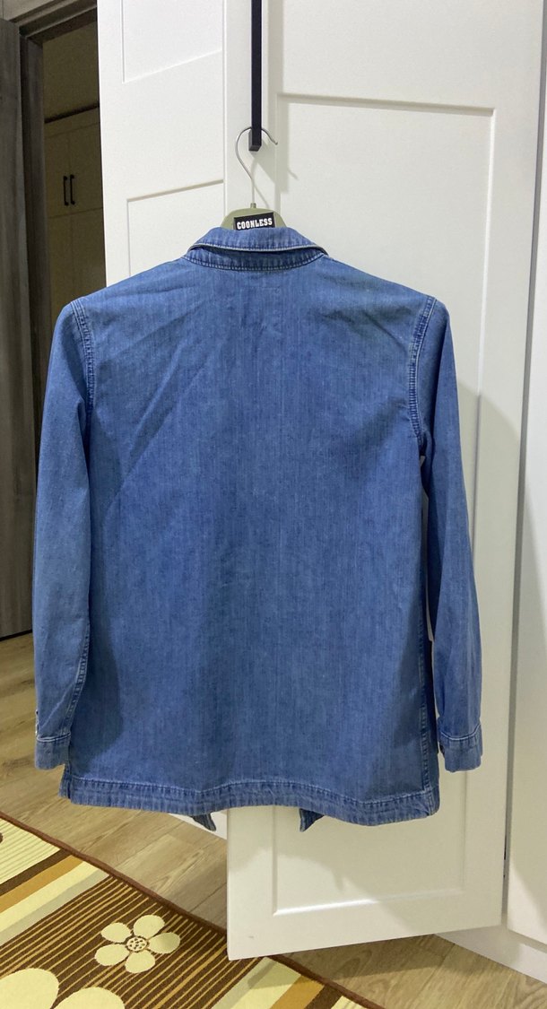 Düğmeli Mavi Kadın Denim Ceket - Görsel 5