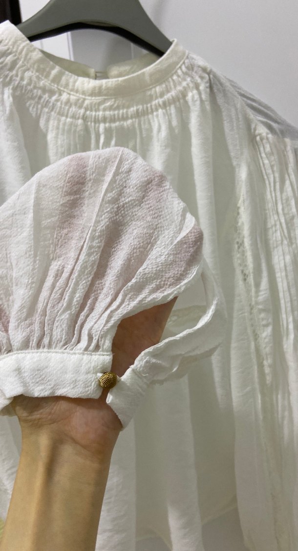 Beyaz Keten Piliseli Uzun Kollu Kadın Gömlek - Görsel 5