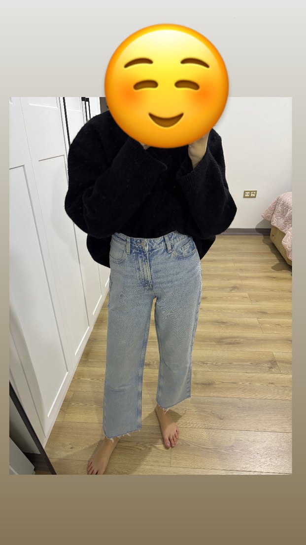 Açık mavi Midi Boy düz kesim Kadın Kot Pantolon - Görsel 3