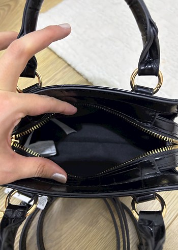 Siyah timsah Derisi Desenli Kadın Çanta - Görsel 5