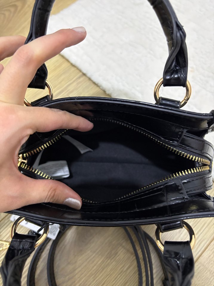 Siyah timsah Derisi Desenli Kadın Çanta - Görsel 5