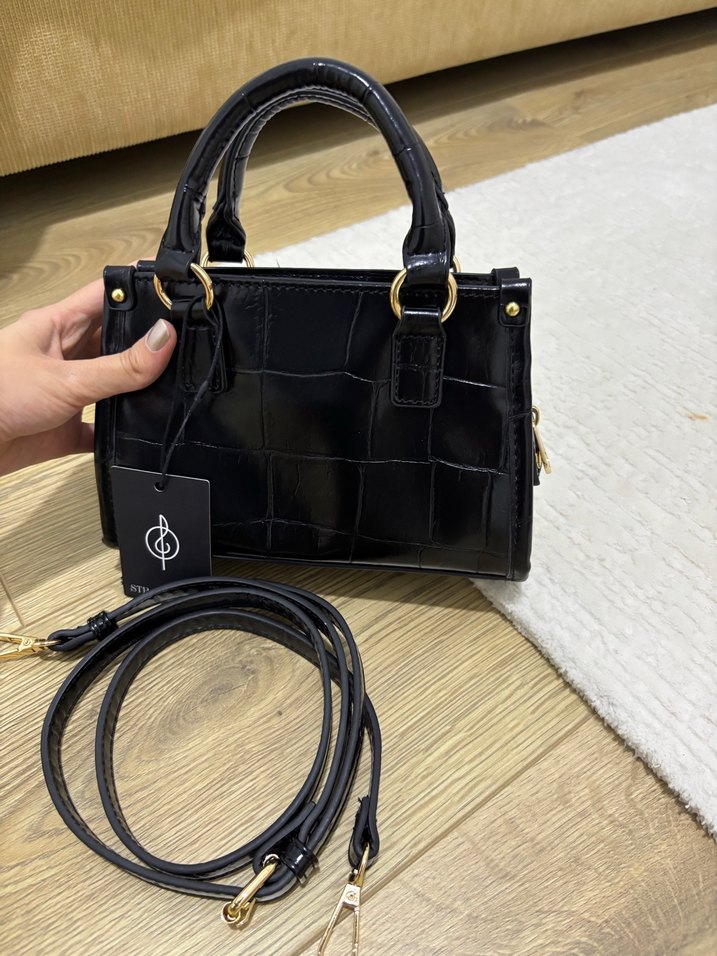 Siyah timsah Derisi Desenli Kadın Çanta - Görsel 2