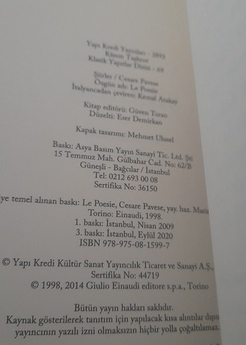 Cesare Pavese - Şiirler Kitabı - Görsel 9