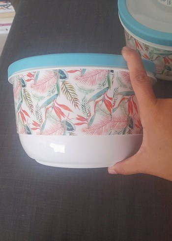 Diğer Pastel Kapaklı Beyaz Desenli Saklama Kapları