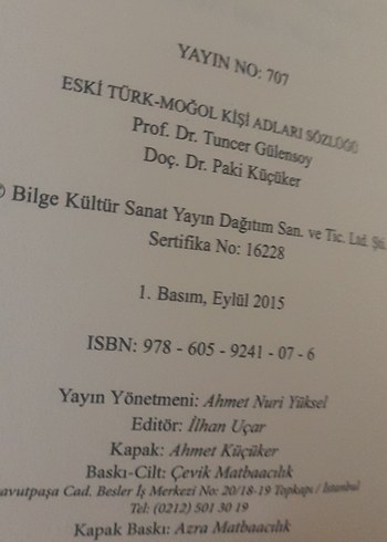 Eski Türk-Moğol Kişi Adları Sözlüğü Kitabı - Görsel 8