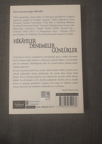 Hikâyeler, Denemeler, Günlükler - Servet Somuncuoğlu - Görsel 2