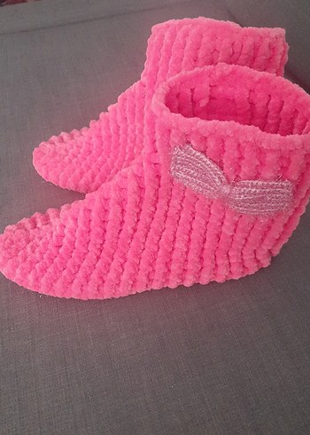 Beden KADIN İçin Pembe Örgü Sıcak Ev AYAKKABISI.