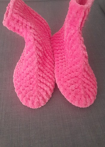 KADIN İçin Pembe Örgü Sıcak Ev AYAKKABISI.