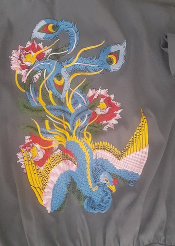 Twist Gri Uzun V Yaka, UZAKDOĞU DESENLİ Salaş Elbise