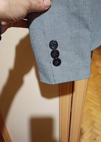 38 Beden gri Renk Gri Düğmeli Kadın Blazer Ceket