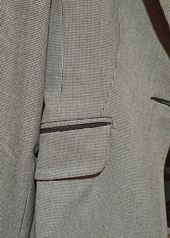 38 Beden Gri Düğmeli Kadın Blazer Ceket