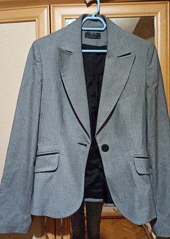 Seçil Gri Düğmeli Kadın Blazer Ceket