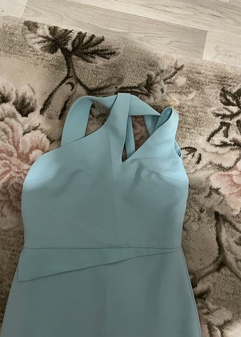 Mavi Drapeli Uzun Kadın Elbise - Görsel 2