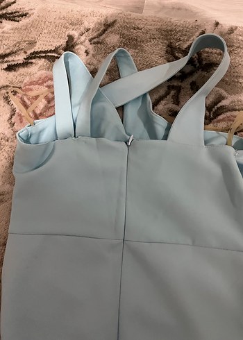 Mavi Drapeli Uzun Kadın Elbise - Görsel 4