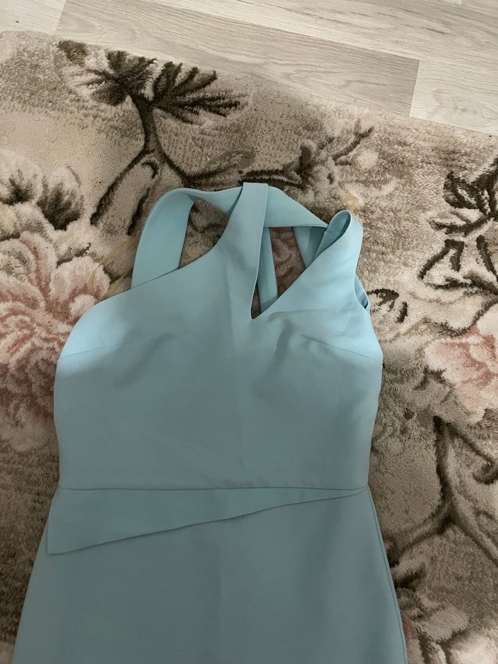 Mavi Drapeli Uzun Kadın Elbise - Görsel 2