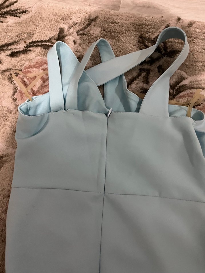 Mavi Drapeli Uzun Kadın Elbise - Görsel 4