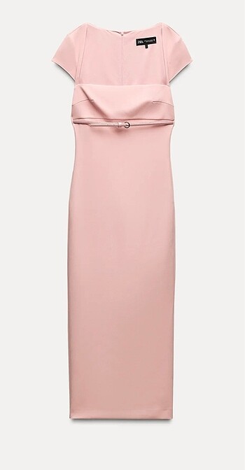 Zara kemerli midi elbise