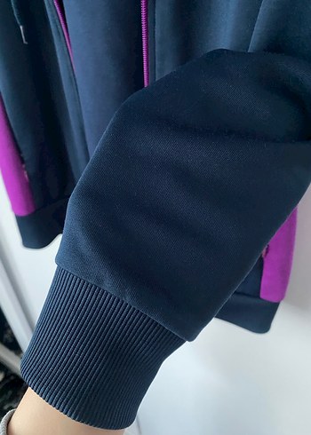 Mor Detaylı Kapüşonlu Fermuarlı Kadın Ceket eşofman üstü - Görsel 3