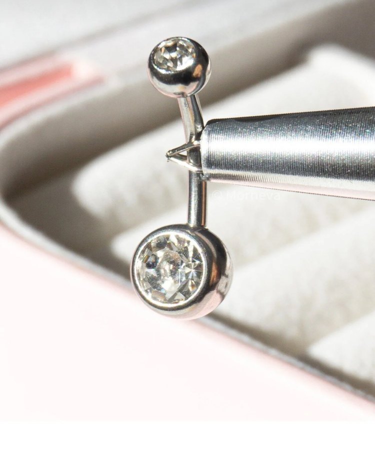 Renkli Taşlı Titanyum Göbek Piercingi - Görsel 2