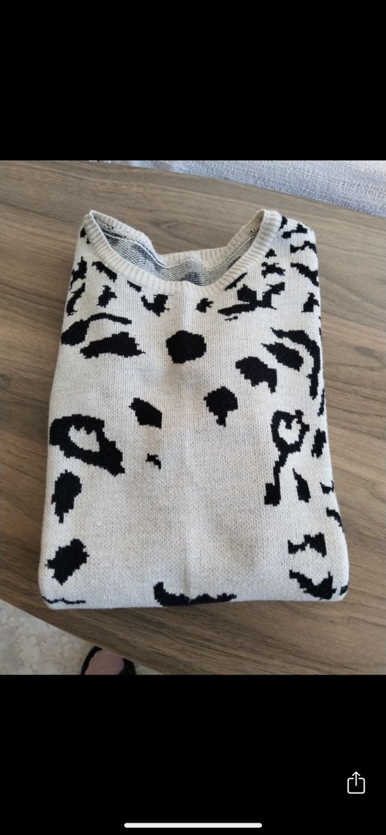 Bej krem Leopar Desenli Triko Kadın Kazak - Görsel 3