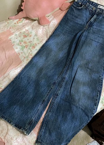 Mavi koyu mavi lacivert wide leg bol paça jean - Görsel 4