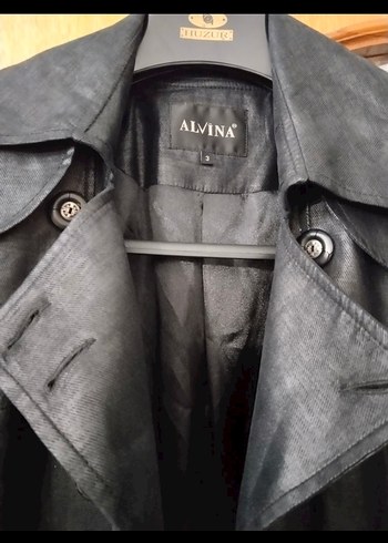 Siyah Deri Uzun Kadın Kaban Alvina - Görsel 3