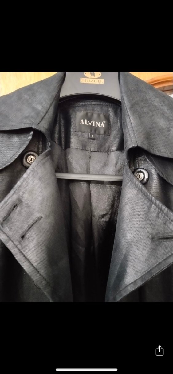 Siyah Deri Uzun Kadın Kaban Alvina - Görsel 3