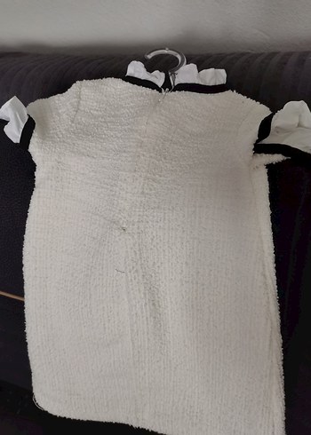 12-18 Ay Beden Kısa Kollu Beyaz Kız bebek Elbisesi