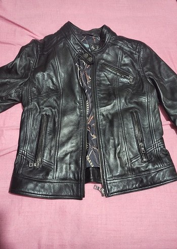 Siyah Kadın Deri Biker Ceket